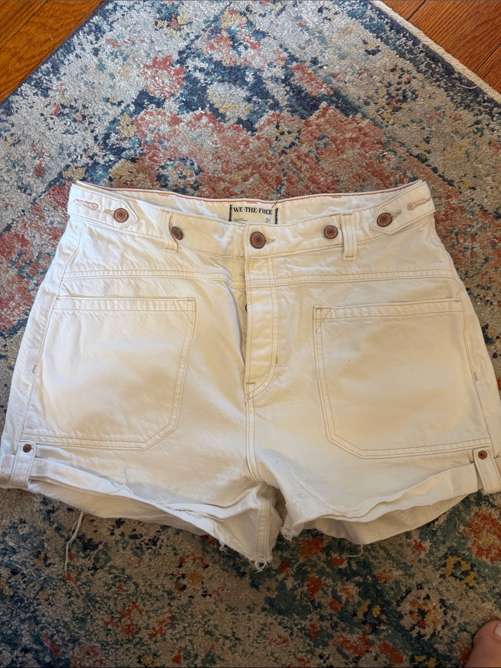 We The Free White High-Rise Denim Cutoff Shorts